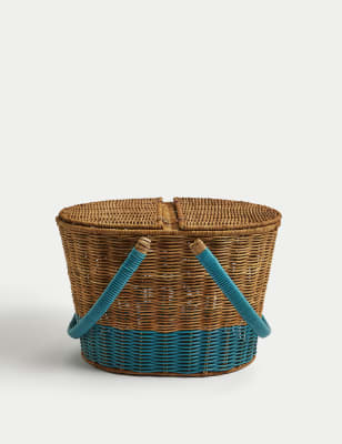 

M&S Collection Cesta de pícnic tejida - Mezcla De Tonos Naturales, Mezcla De Tonos Naturales