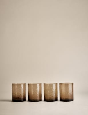 

M&S Collection Set of 4 Hammered Tumblers, Brown