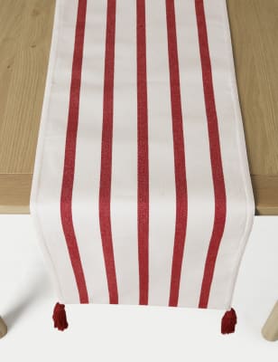 

M&S Collection Pure Cotton Striped Table Runner - Red Mix, Red Mix