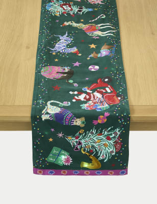 

M&S Collection Pure Cotton Light Up Christmas Table Runner - Multi, Multi