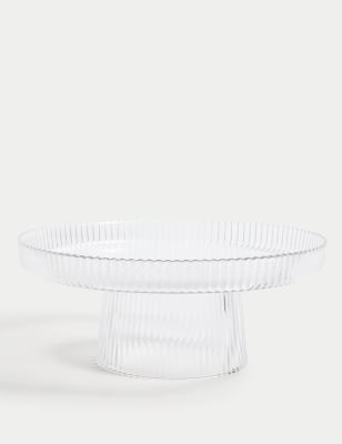 

M&S Collection Glass Ribbed Cake Stand, No Colour