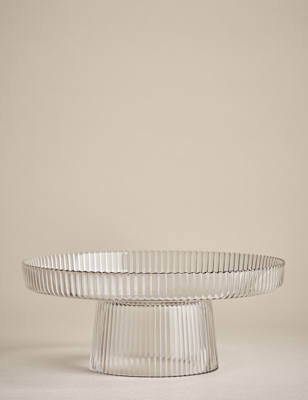 

M&S Collection Glass Ribbed Cake Stand, No Colour