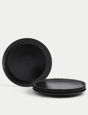 

M&S Collection Set of 4 Textured Dinner Plates - Black, Black