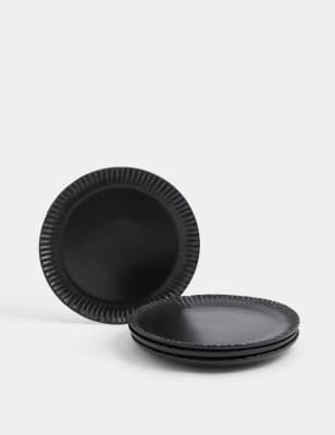 

M&S Collection Set of 4 Textured Side Plates - Black, Black