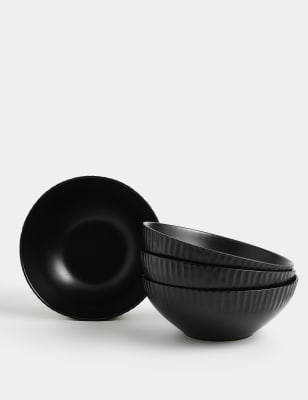 

M&S Collection Set of 4 Textured Edge Pasta Bowls - Black, Black