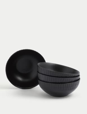 

M&S Collection Set of 4 Textured Cereal Bowls, Black