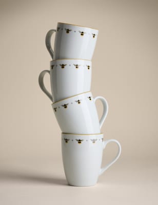 

M&S Collection Set of 4 Bee Mugs, Yellow