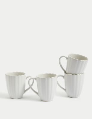 

M&S Collection Set of 4 Scallop Mugs - Natural, Natural