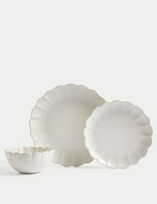 

M&S Collection 12 Piece Scallop Dinner Set - Natural, Natural