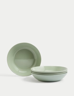 

M&S Collection Set of 4 Everyday Stoneware Pasta Bowls - Sage, Sage