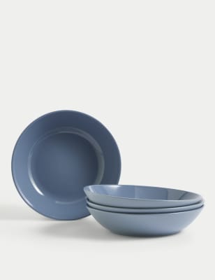 

M&S Collection Set of 4 Everyday Stoneware Pasta Bowls - Bright Blue, Bright Blue