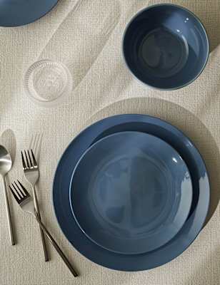 

M&S Collection 12 Piece Everyday Stoneware Dinner Set - Bright Blue, Bright Blue