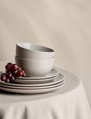 

M&S Collection 12 Piece Everyday Stoneware Dinner Set - Natural, Natural