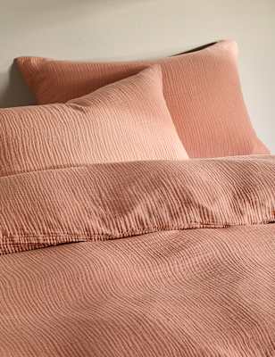 M&S Collection Pure Cotton Muslin Bedding Set, Soft Terracotta