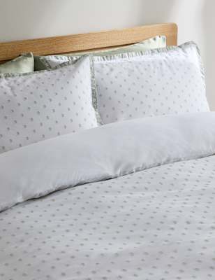 

M&S Collection Pure Cotton Spotty Jacquard Bedding Set, Green Mix