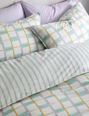 

M&S Collection Cotton Rich Ladder Geometric Bedding Set - Blue Mix, Blue Mix