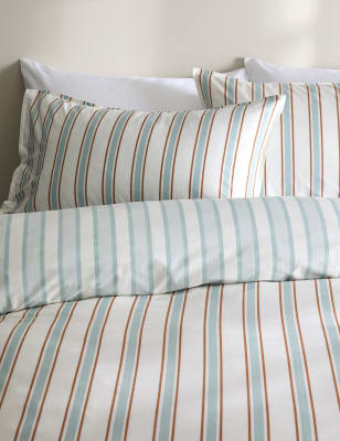 

M&S Collection Cotton Rich Striped Bedding Set - Blue Mix, Blue Mix