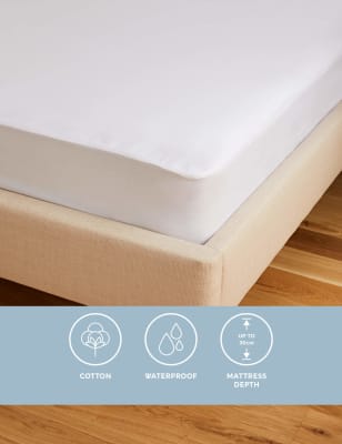 Sleep Solutions Pure Cotton Jersey Waterproof Mattress Protector - 6FT - White, White