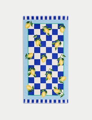 

M&S Collection Pure Cotton Lemon Print Beach Towel, Blue Mix