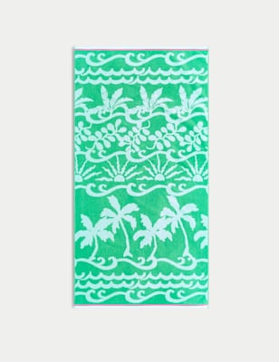 

M&S Collection Pure Cotton Palm Beach Towel, Green Mix