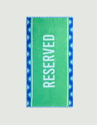

M&S Collection Pure Cotton Reserved Slogan Beach Towel, Green