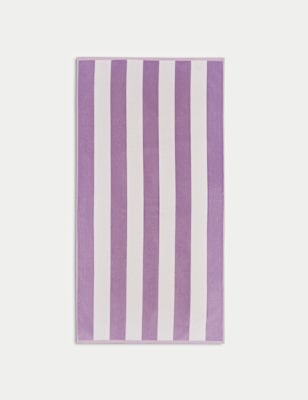 

M&S Collection Pure Cotton Striped Sand Resistant Beach Towel, Lilac