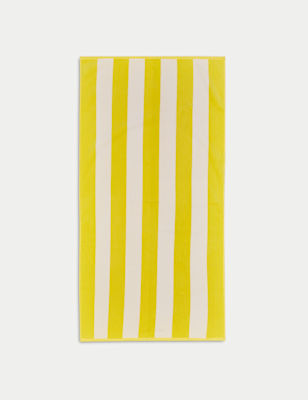 

M&S Collection Pure Cotton Striped Sand Resistant Beach Towel, Yellow
