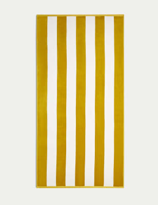 

M&S Collection Pure Cotton Striped Sand Resistant Beach Towel - Ochre, Ochre