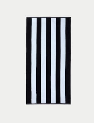 

M&S Collection Pure Cotton Striped Sand Resistant Beach Towel, Black Mix
