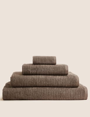 M&S Pure Cotton Quick Dry Towel - BATH - White, Sage,Stone,White,Chambray,Charcoal,Navy,Duck Egg,Cla