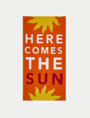 

M&S Collection Pure Cotton Sun Slogan Beach Towel - Orange, Orange