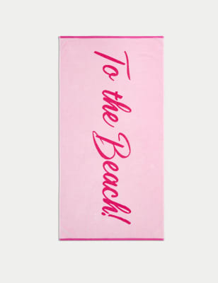 

M&S Collection Pure Cotton Slogan Beach Towel - Pink, Pink