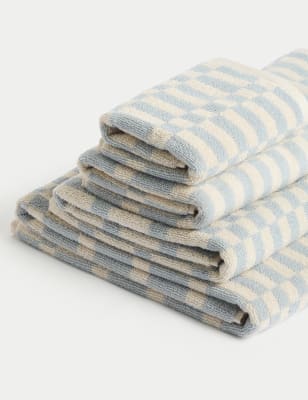 

M&S Collection Pure Cotton Geometric Towel - Powder Blue, Powder Blue