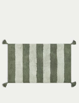 

M&S Collection Pure Cotton Striped Bath Mat - Forest Green, Forest Green