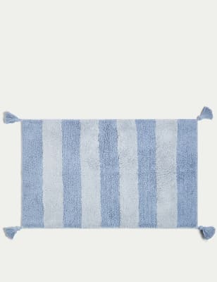 

M&S Collection Pure Cotton Striped Bath Mat - Powder Blue, Powder Blue