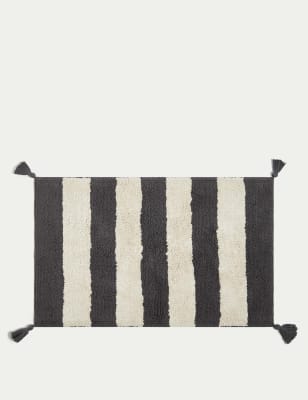 

M&S Collection Pure Cotton Striped Bath Mat - Charcoal, Charcoal