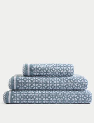 

M&S Collection Pure Cotton Geometric Towel - Chambray, Chambray