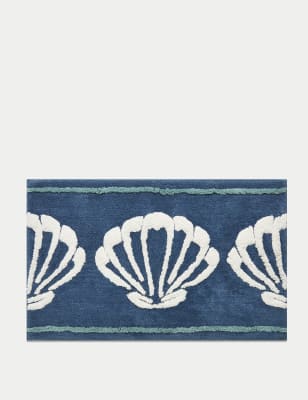 

M&S Collection Pure Cotton Shells Bath Mat - Blue, Blue