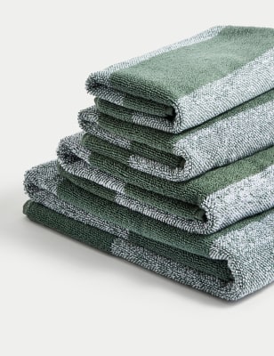 

M&S Collection Pure Cotton Striped Towel - Forest Green, Forest Green