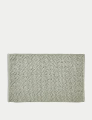 

M&S Collection Alfombrilla para baño 100% algodón texturizada con diseño geométrico - Salvia, Salvia