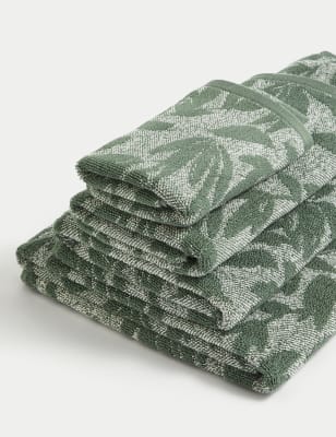 

M&S Collection Pure Cotton Leaves Towel - Forest Green, Forest Green