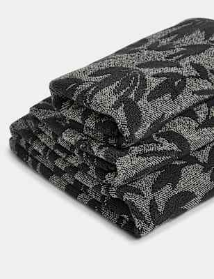 

M&S Collection Pure Cotton Leaves Towel, Grey Mix