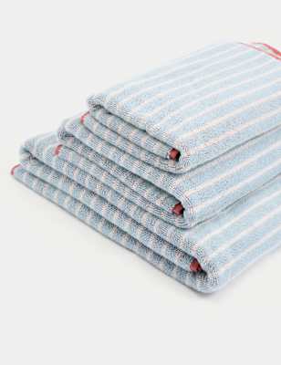 

M&S Collection Pure Cotton Striped Towel - Blue Mix, Blue Mix