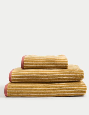 

M&S Collection Pure Cotton Modern Stripe Towel - Ochre, Ochre