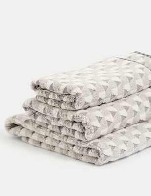 

M&S Collection Pure Cotton Geometric Towel - Grey Mix, Grey Mix