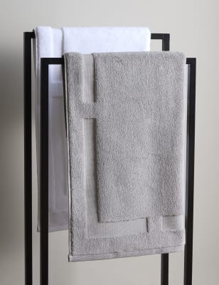 

M&S X Kelly Hoppen Border Terry Bath Mat - Grey, Grey