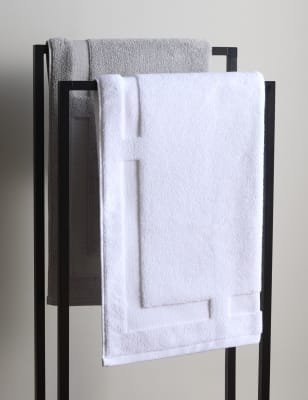 

M&S X Kelly Hoppen Border Terry Bath Mat - White, White