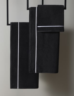 

M&S X Kelly Hoppen Baretta Stitch Towel - Black/White, Black/White