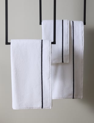 

M&S X Kelly Hoppen Baretta Stitch Towel - White/Black, White/Black