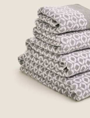 

M&S Collection Pure Cotton Repeat Links Towel - Grey, Grey